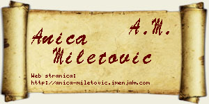 Anica Miletović vizit kartica